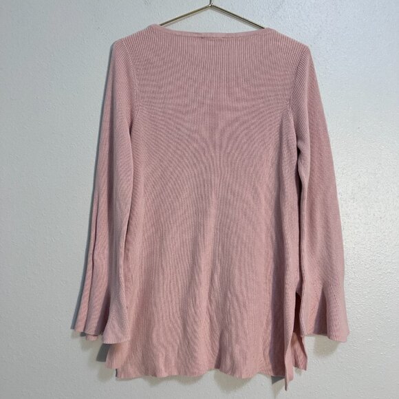 Vince Camuto Pullover Ribbed Knit Bell Sleeve Sweater Women's L - Picture 2 of 5
